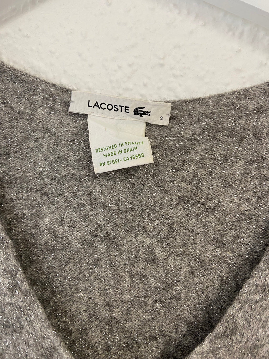 Pull manches courtes gris Lacoste taille S