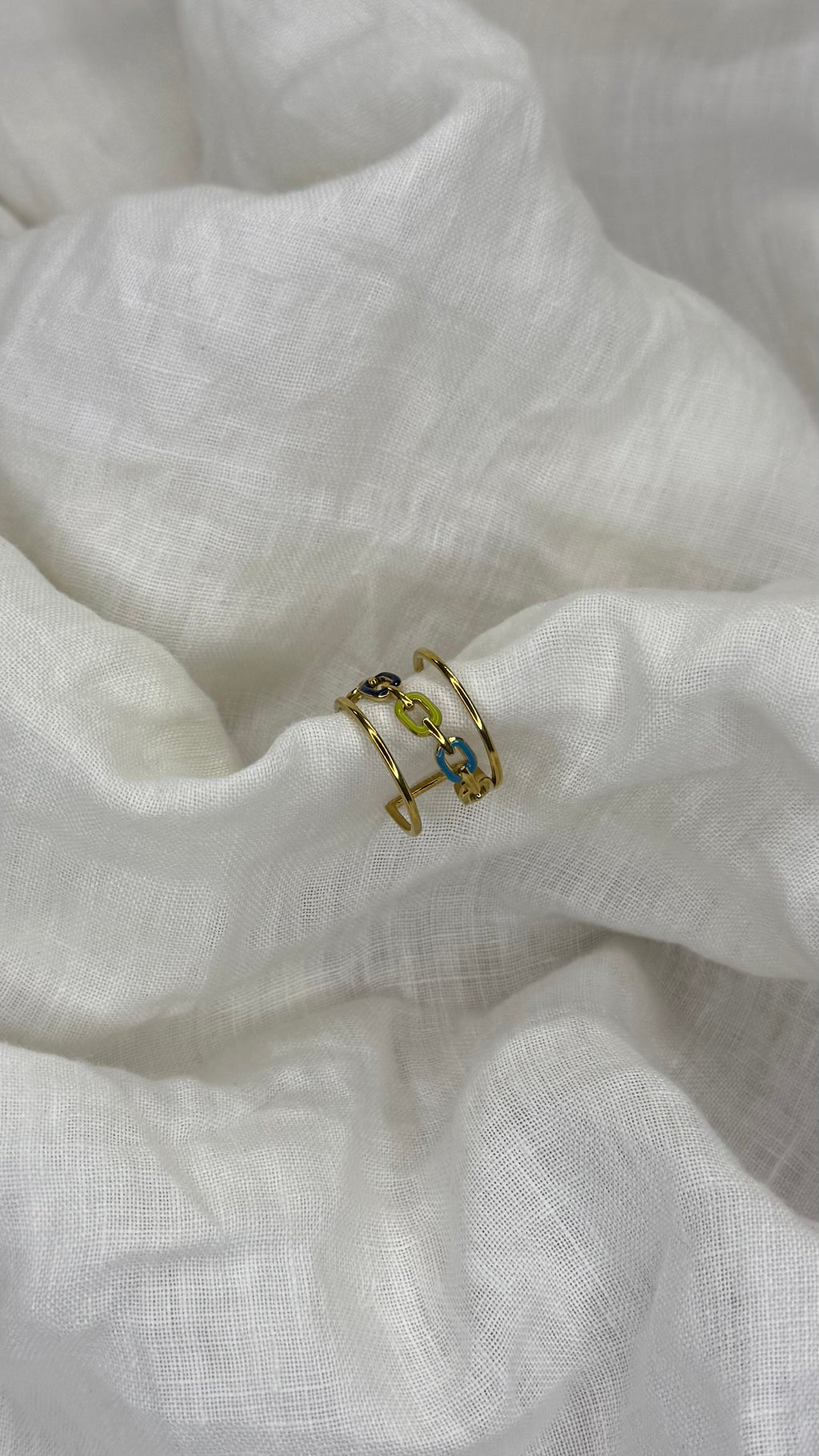 Bague chaine bleue