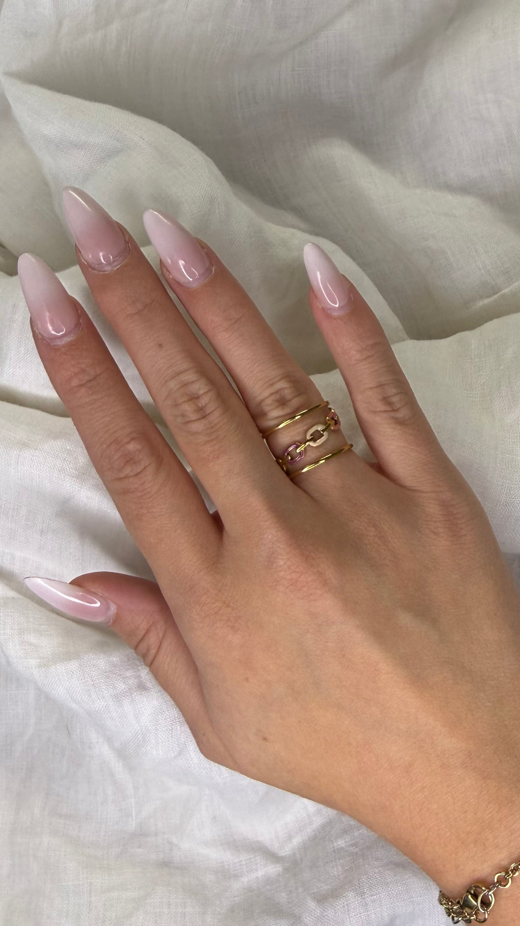 Bague chaine rose