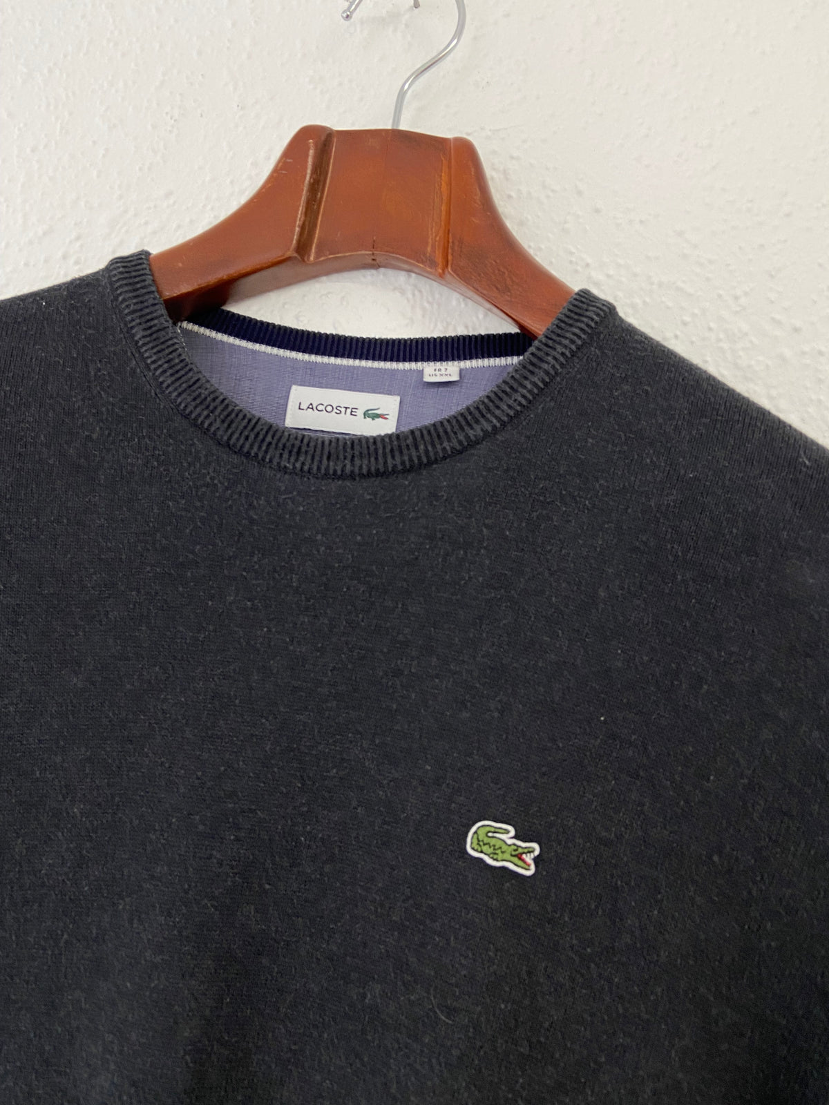 Pull Lacoste noir col rond taille XXL