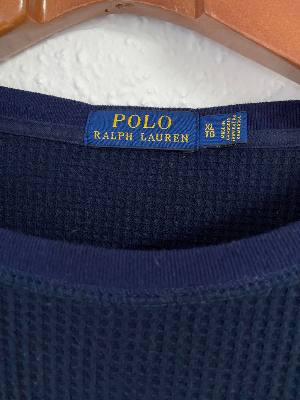 Pull nid d'abeille bleu marine Ralph Lauren taille XL