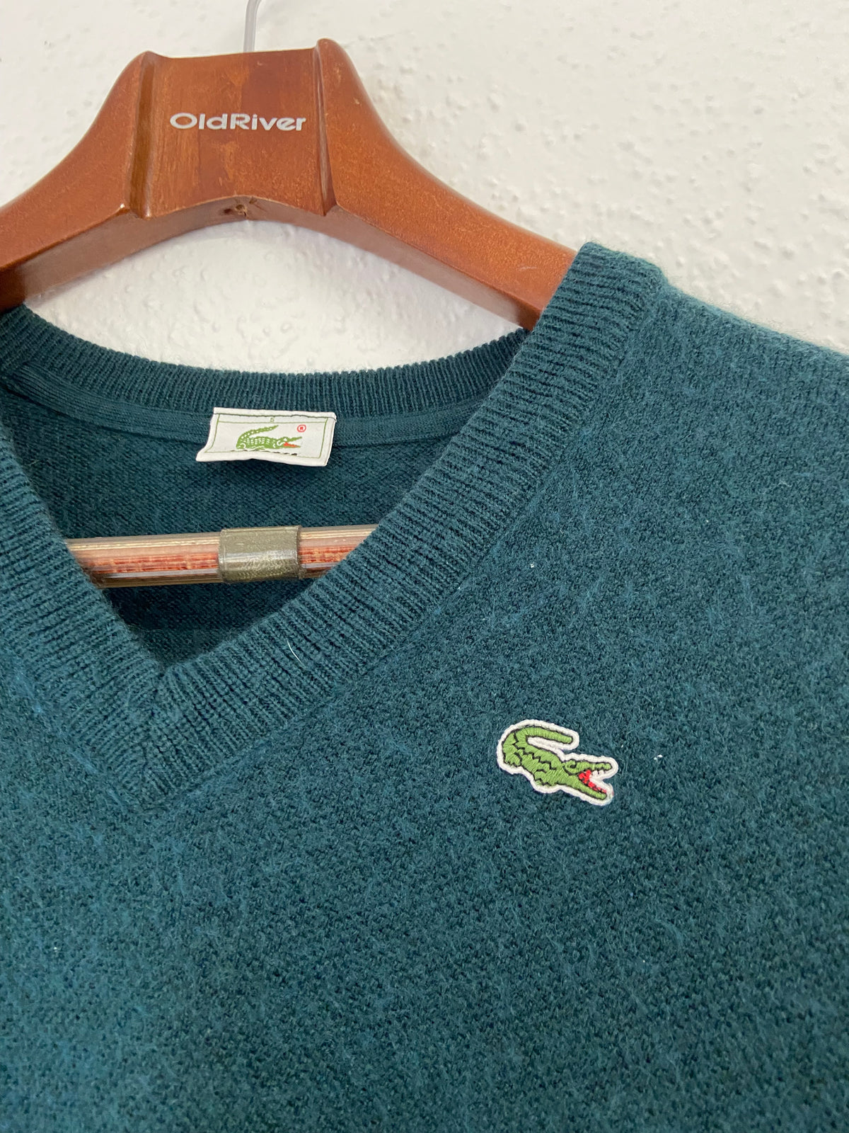Pull col V Lacoste bleu vert taille L