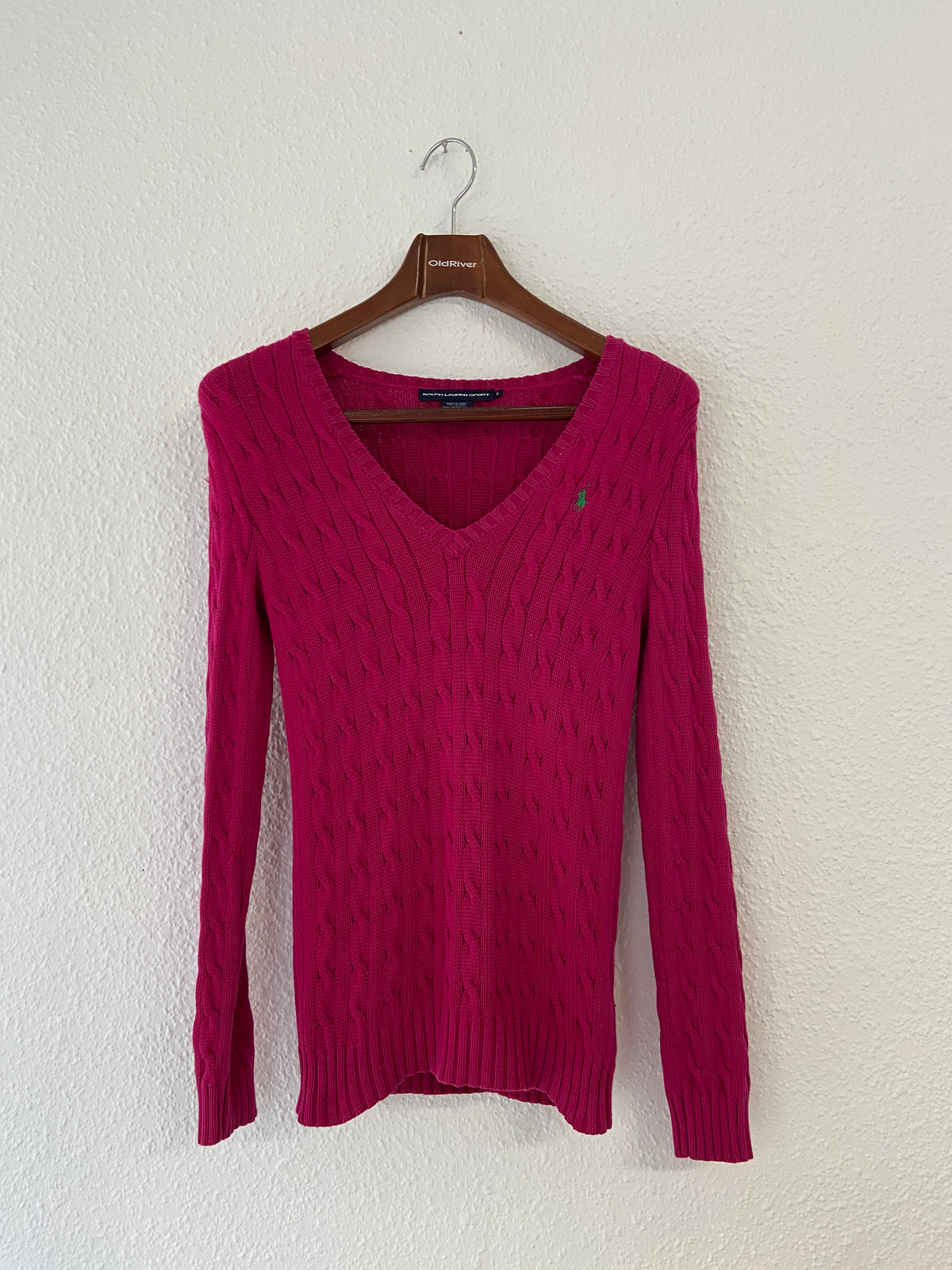 Pull Ralph Lauren sport torsadé rose taille M