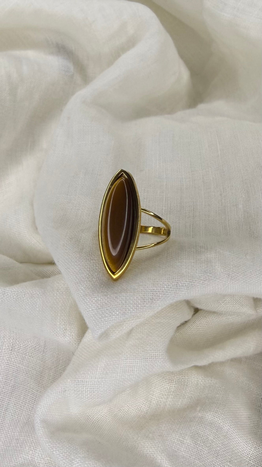 Bague allongée marron