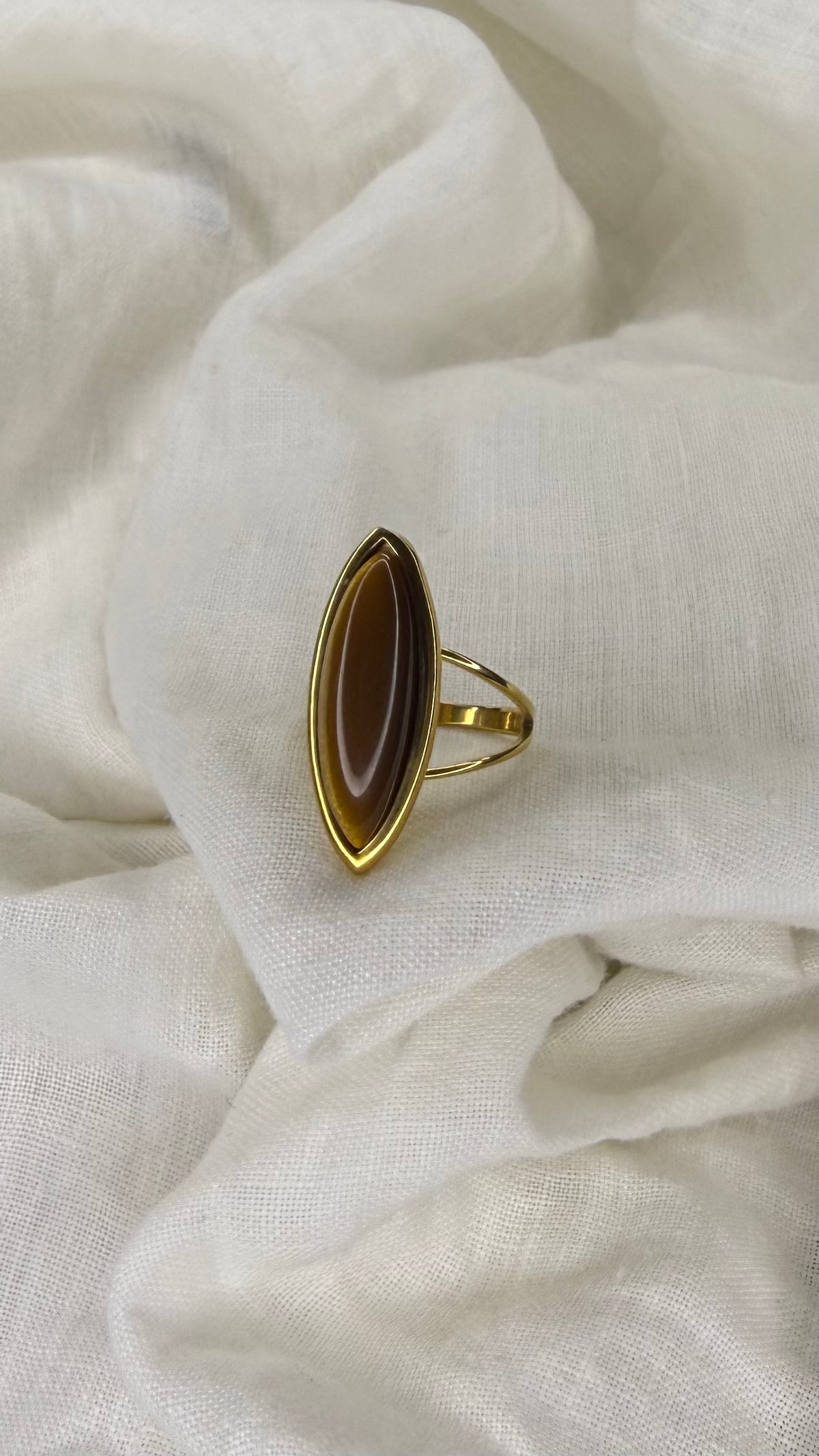 Bague allongée marron