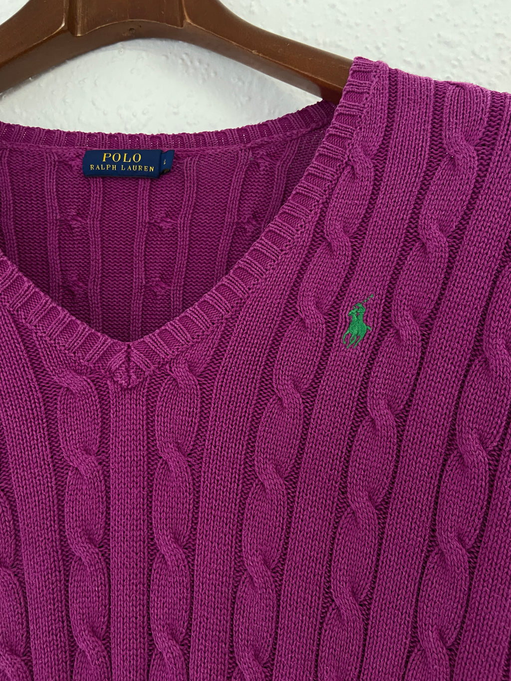Pull torsadé Ralph Lauren taille L violet