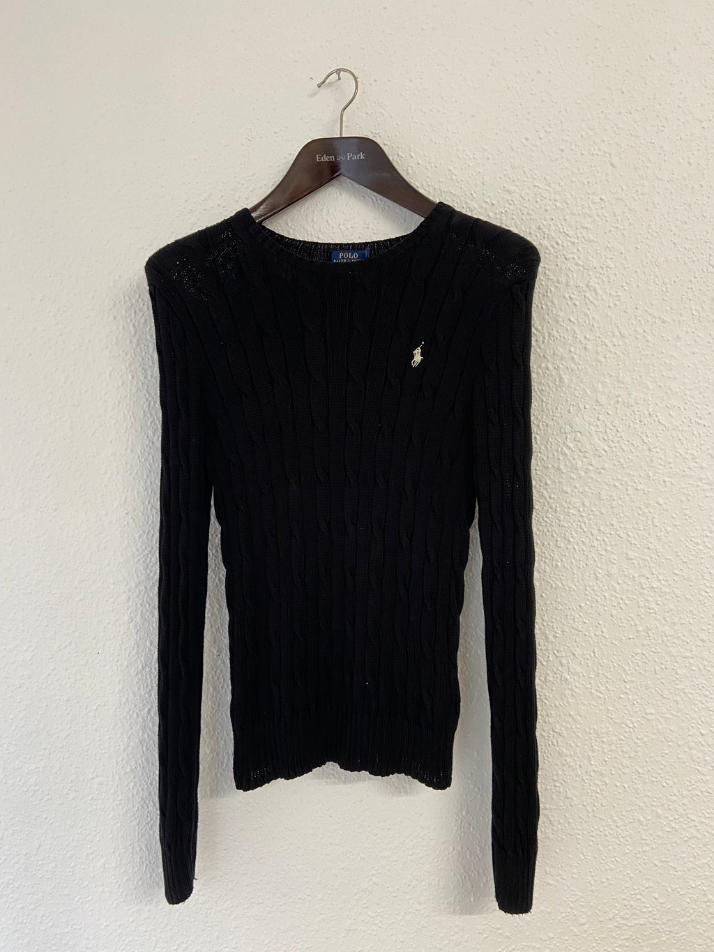 Pull torsadé noir Ralph Lauren taille L