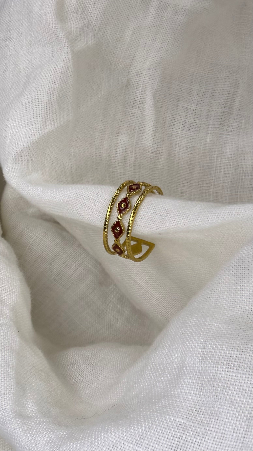 Bague losanges rouges