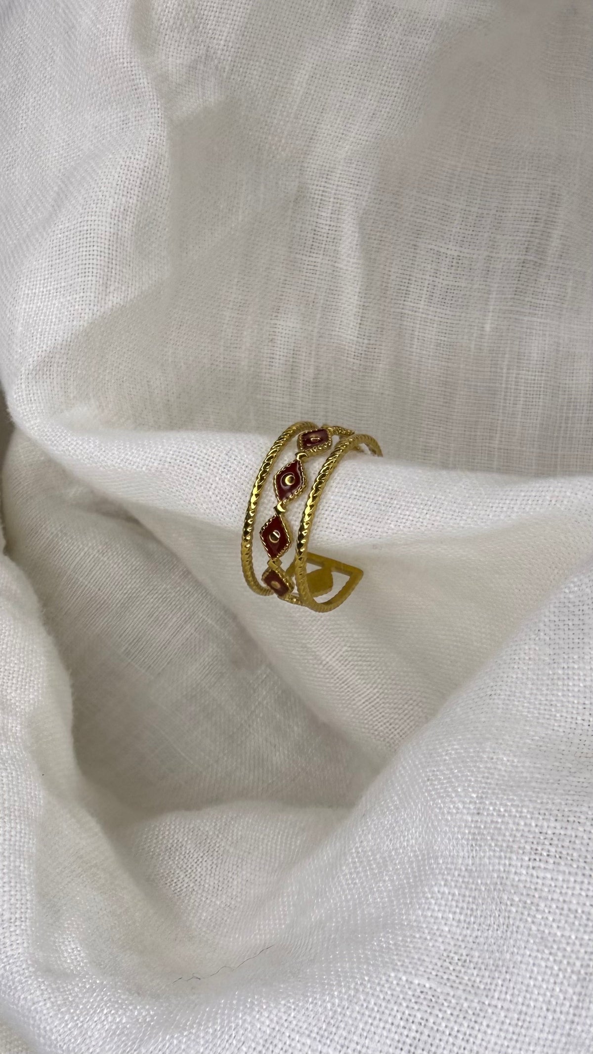 Bague losanges rouges