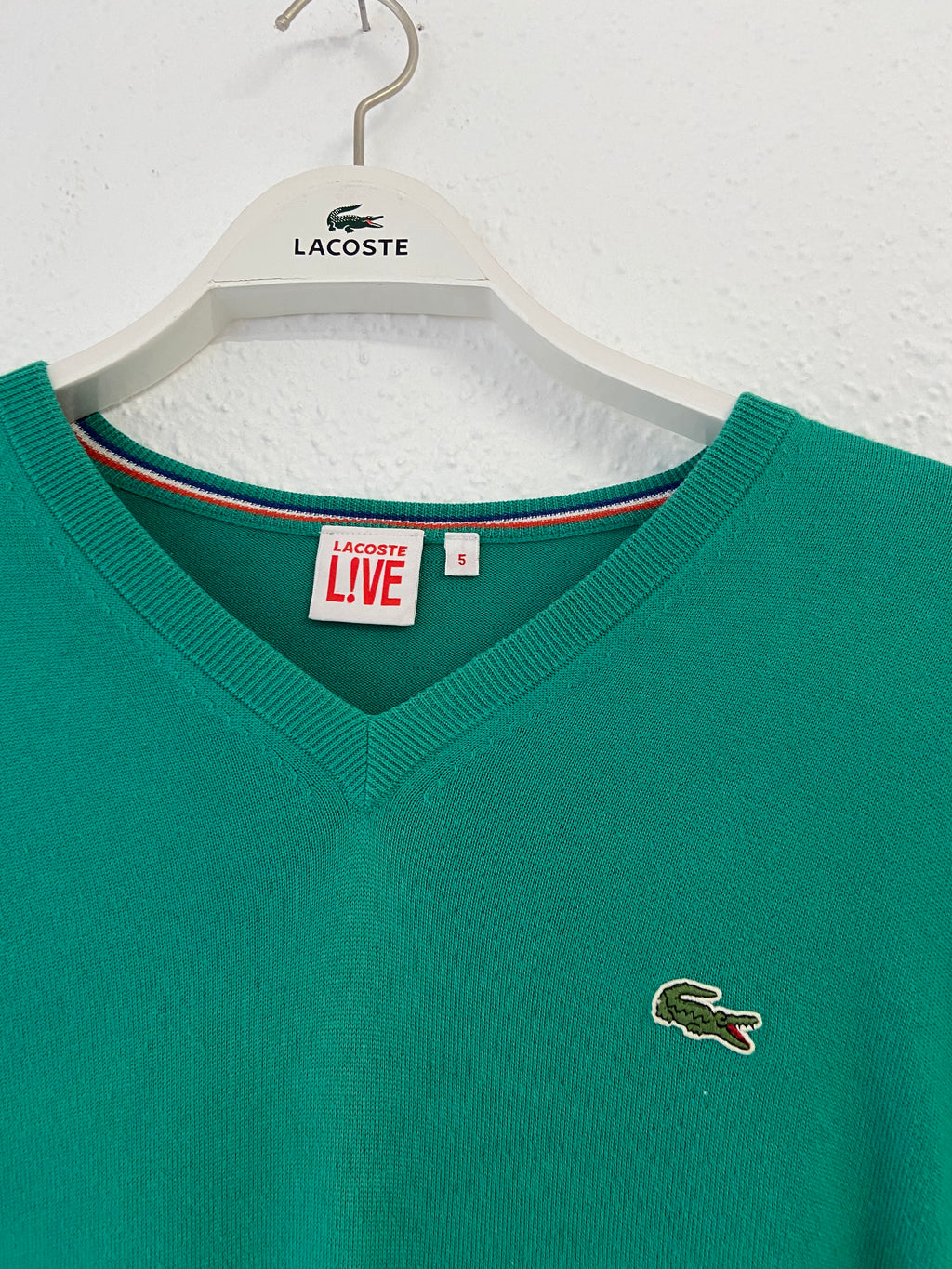 Pull Lacoste Live vert col V taille L