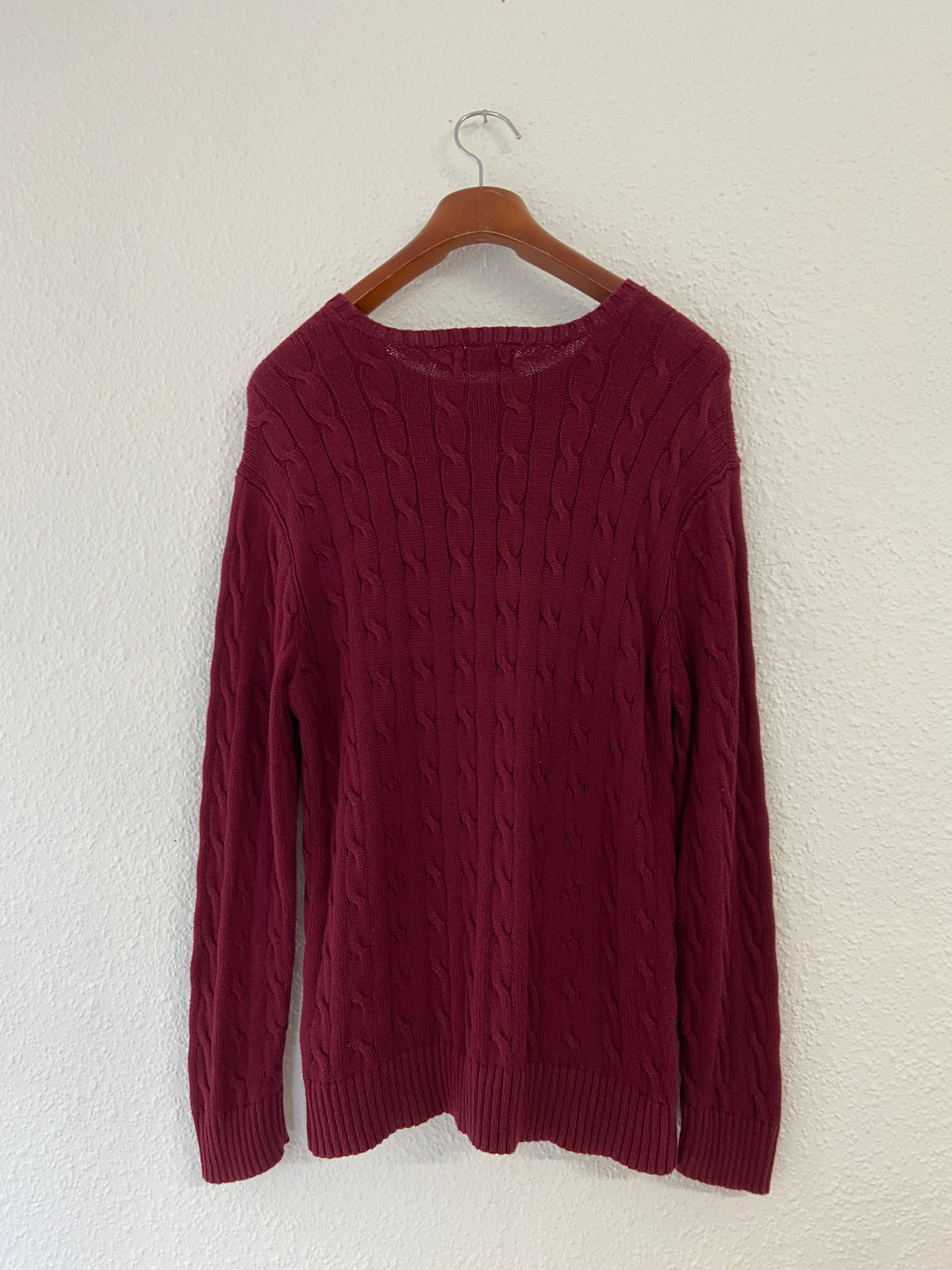 Pull Ralph Lauren rouge torsadé taille L