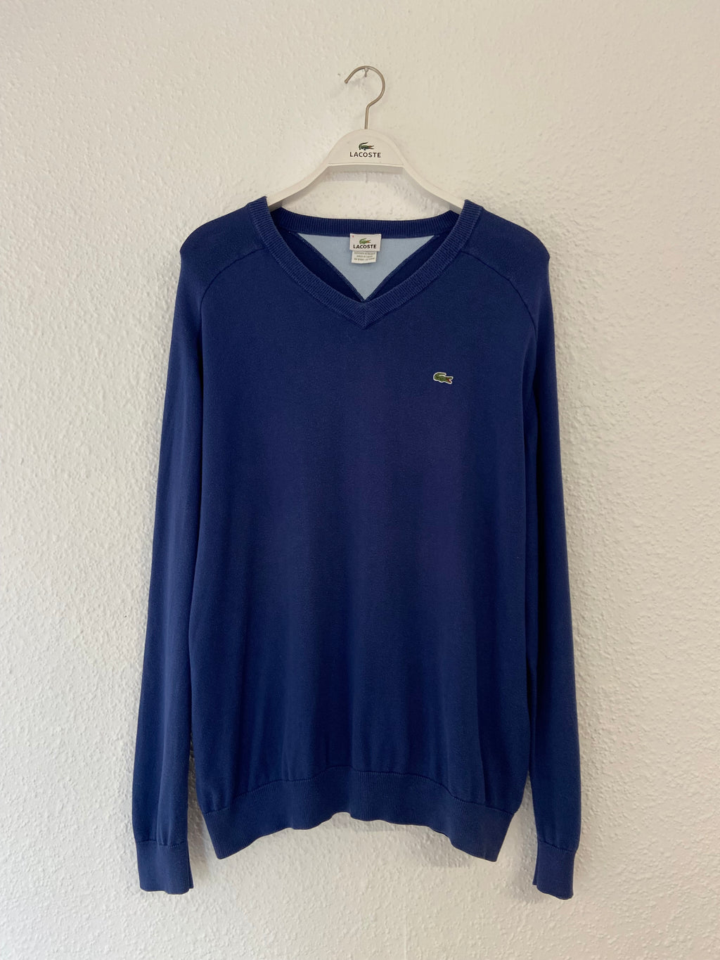 Pull bleu marine Lacoste col V taille 4XL