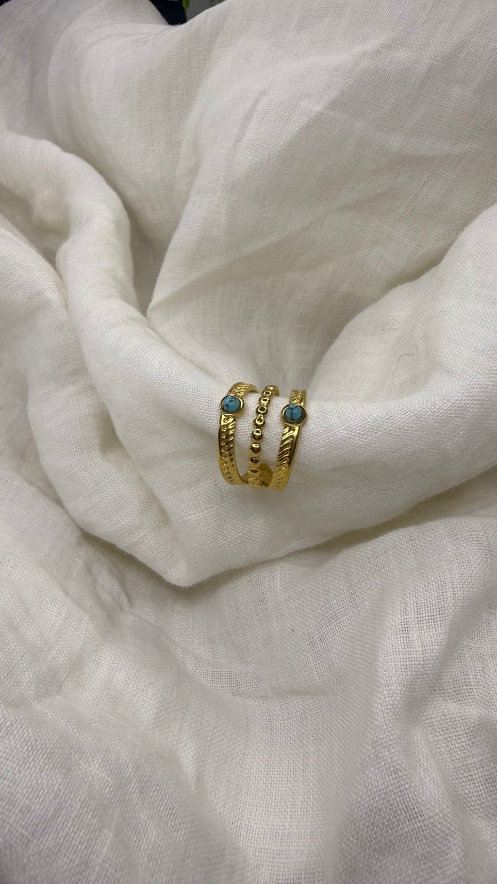 Bague triple bleue turquoise