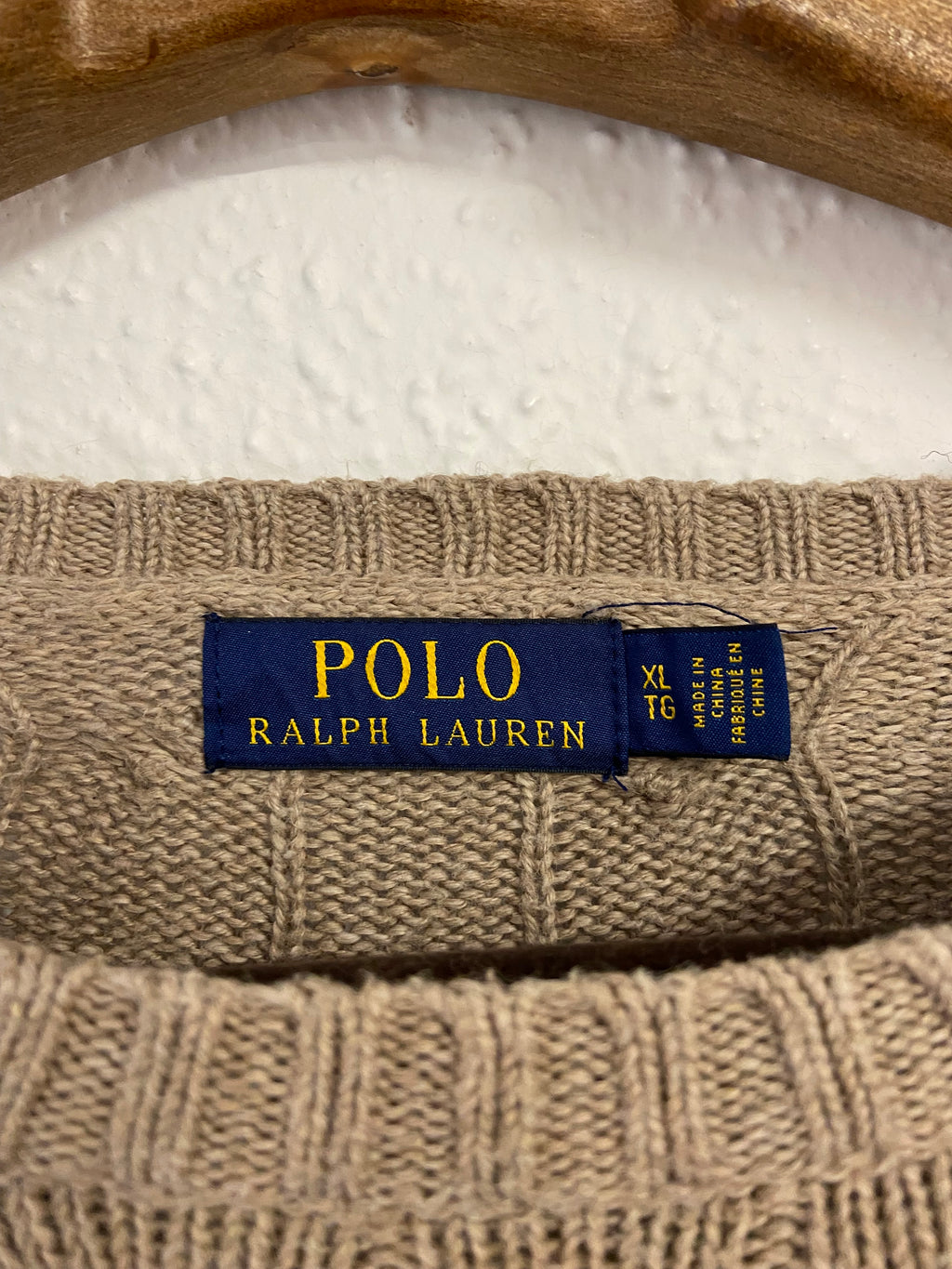 Pull torsadé beige Ralph Lauren taille XL