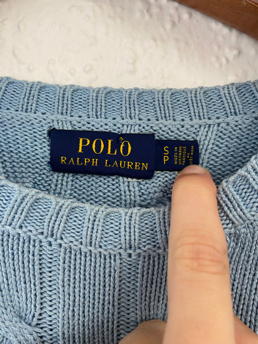 Pull bleu ciel torsadé Ralph Lauren taille S