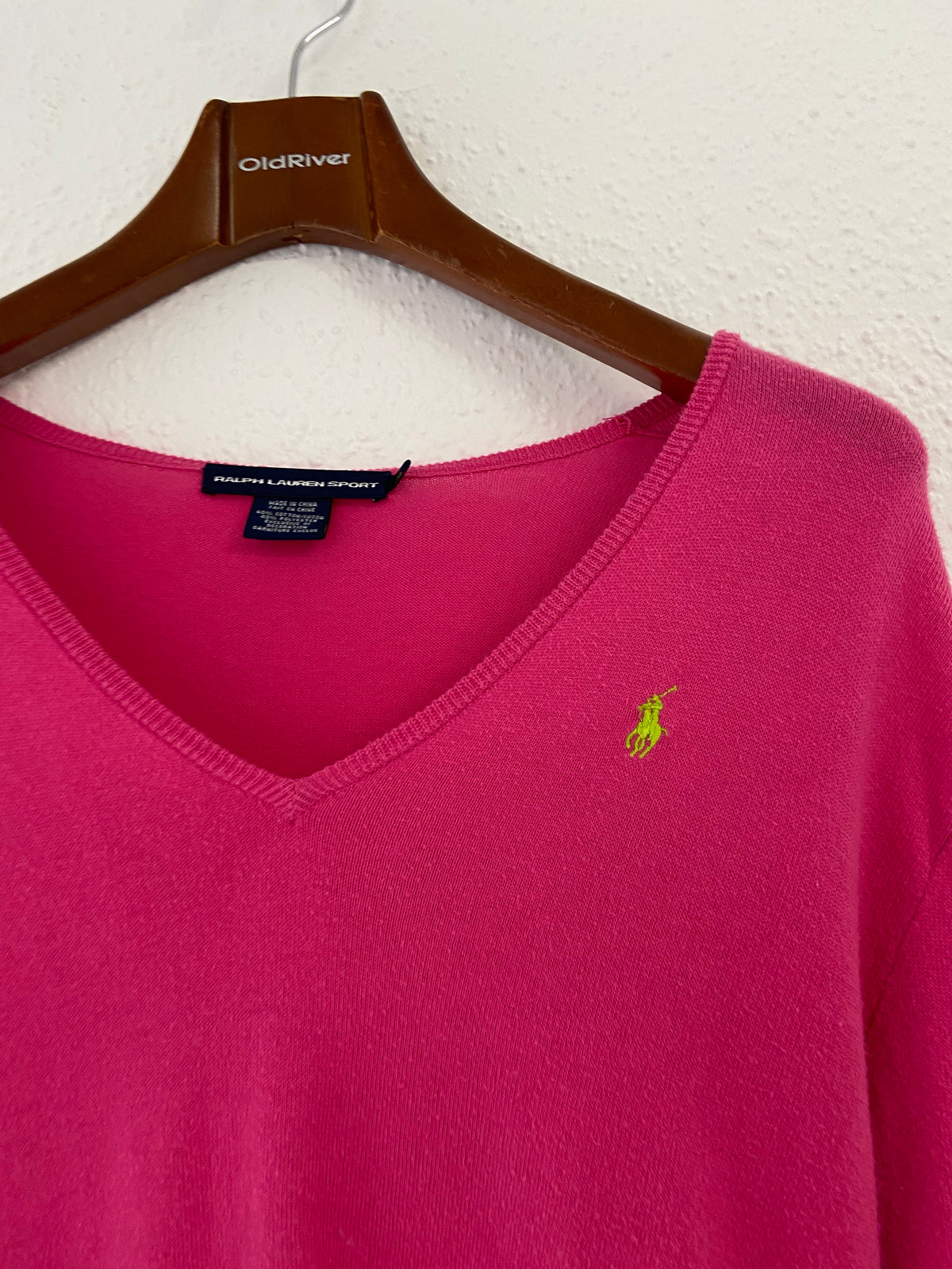 Pull col V rose Ralph Lauren sport taille L
