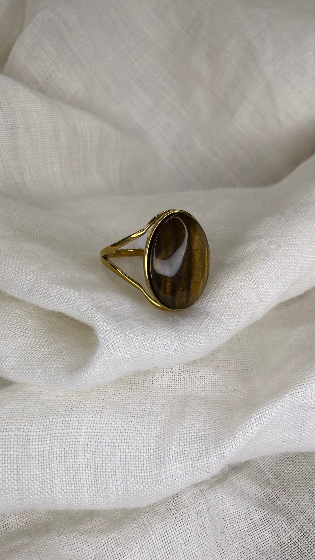 Bague marron ovale plus