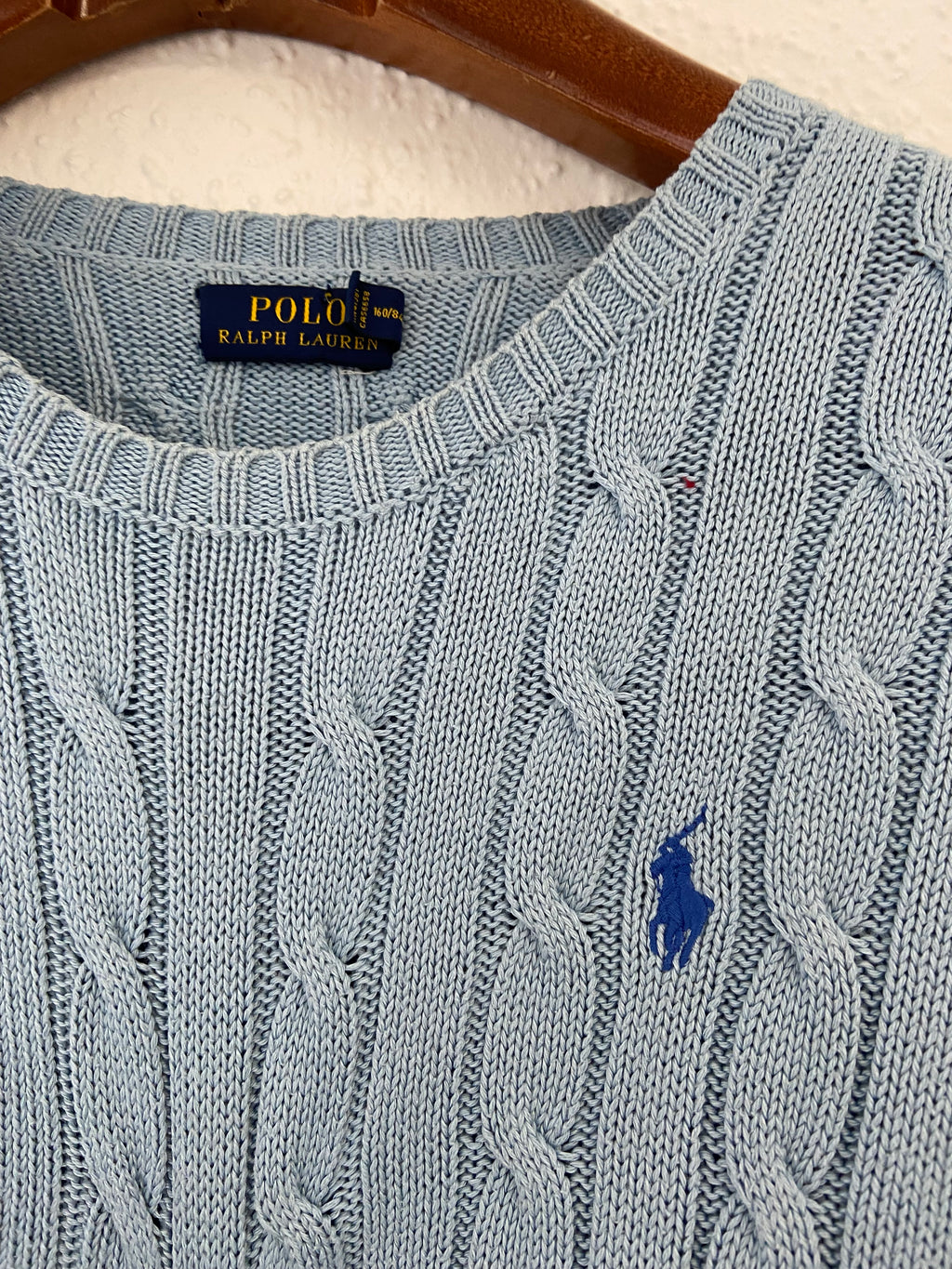 Pull bleu ciel torsadé Ralph Lauren taille S