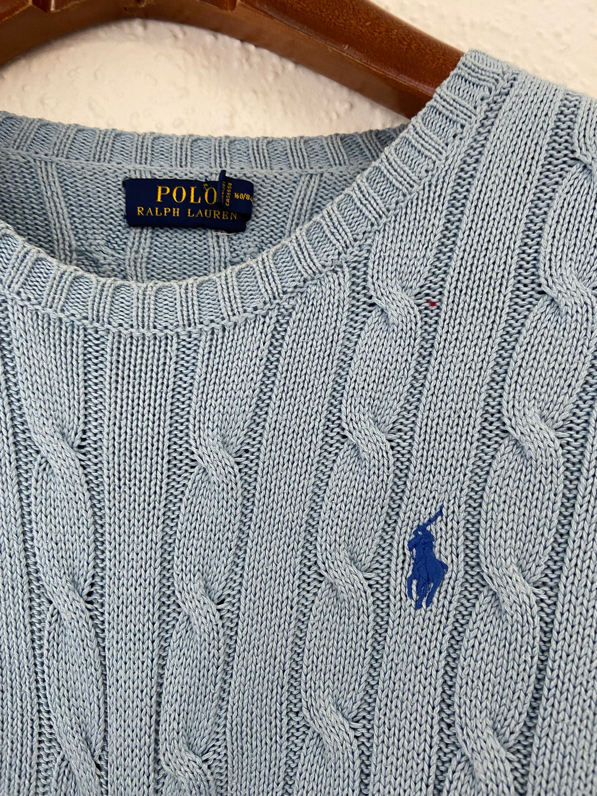 Pull bleu ciel torsadé Ralph Lauren taille S