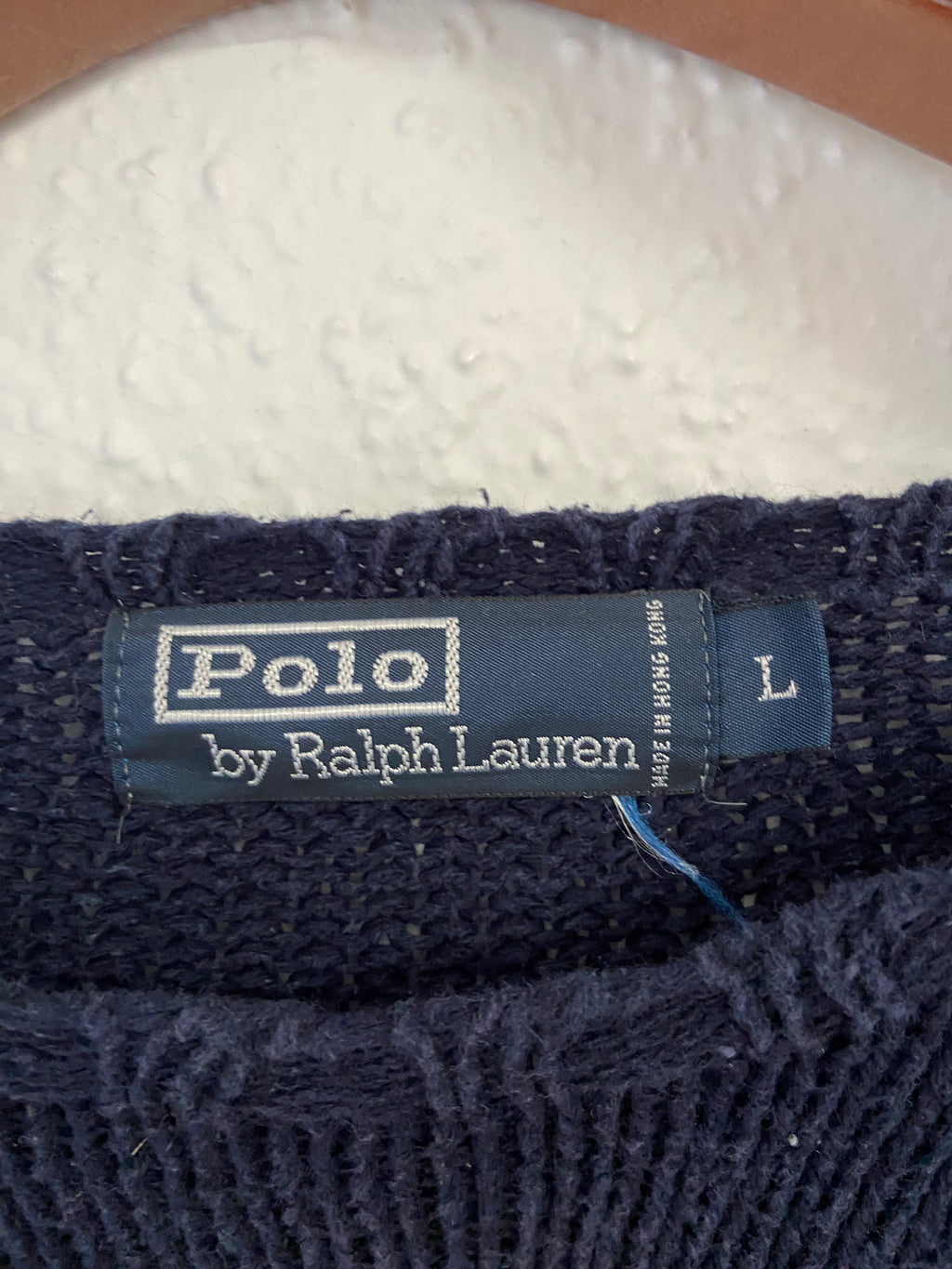 Pull bleu marine Ralph Lauren grosses mailles taille L