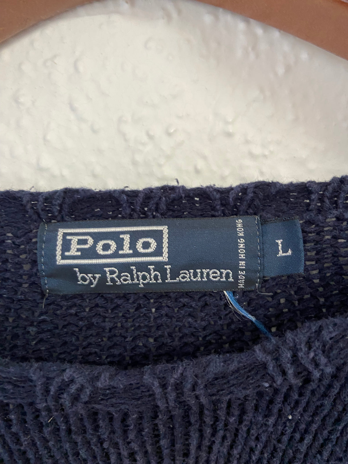 Pull bleu marine Ralph Lauren grosses mailles taille L