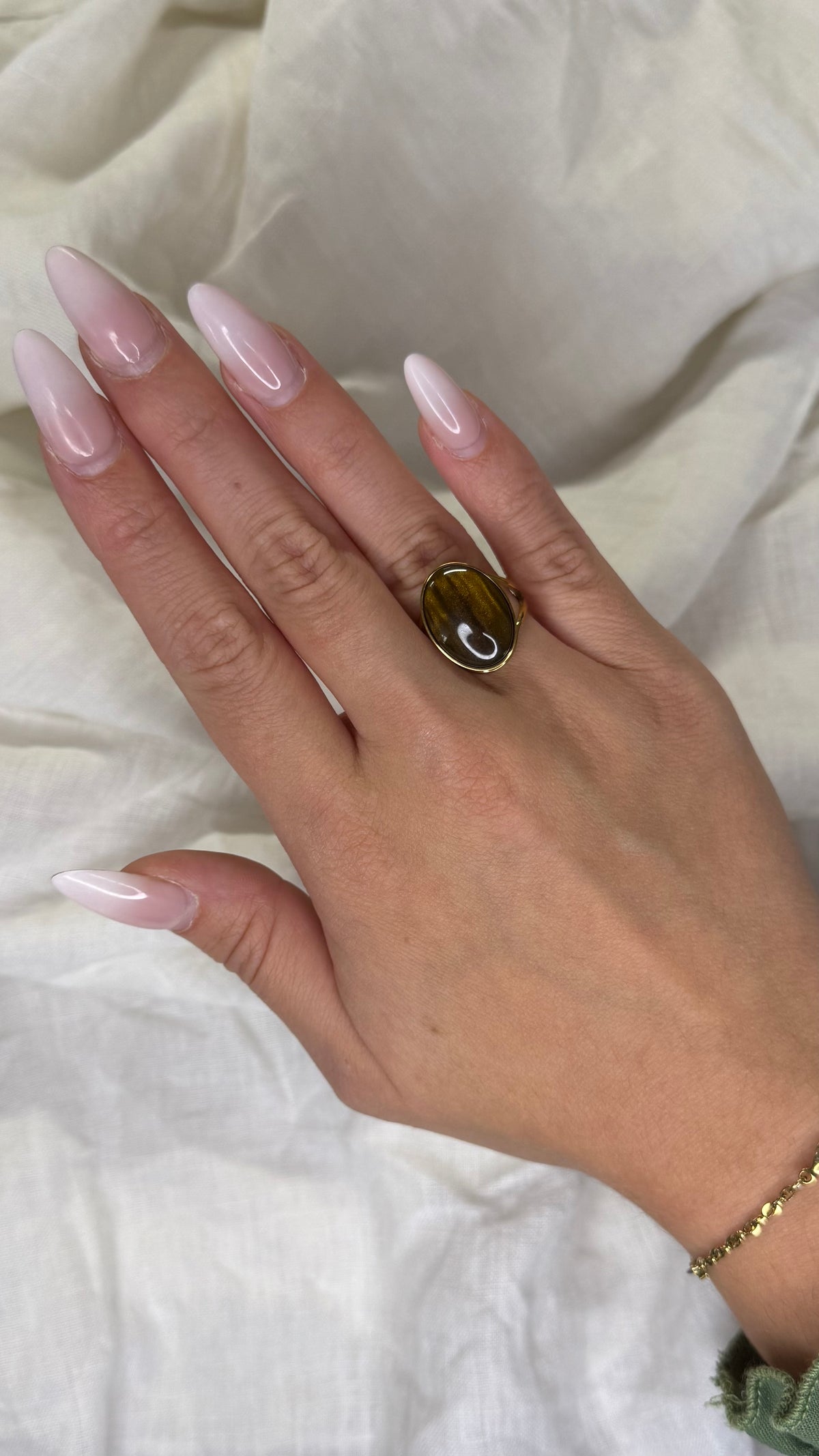 Bague marron ovale plus
