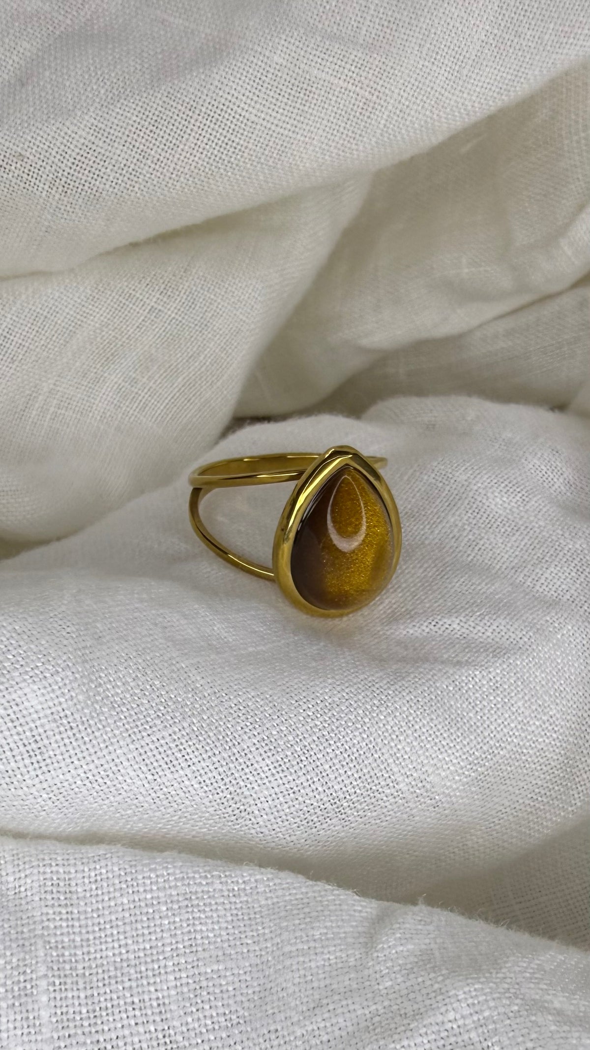 Bague goutte marron