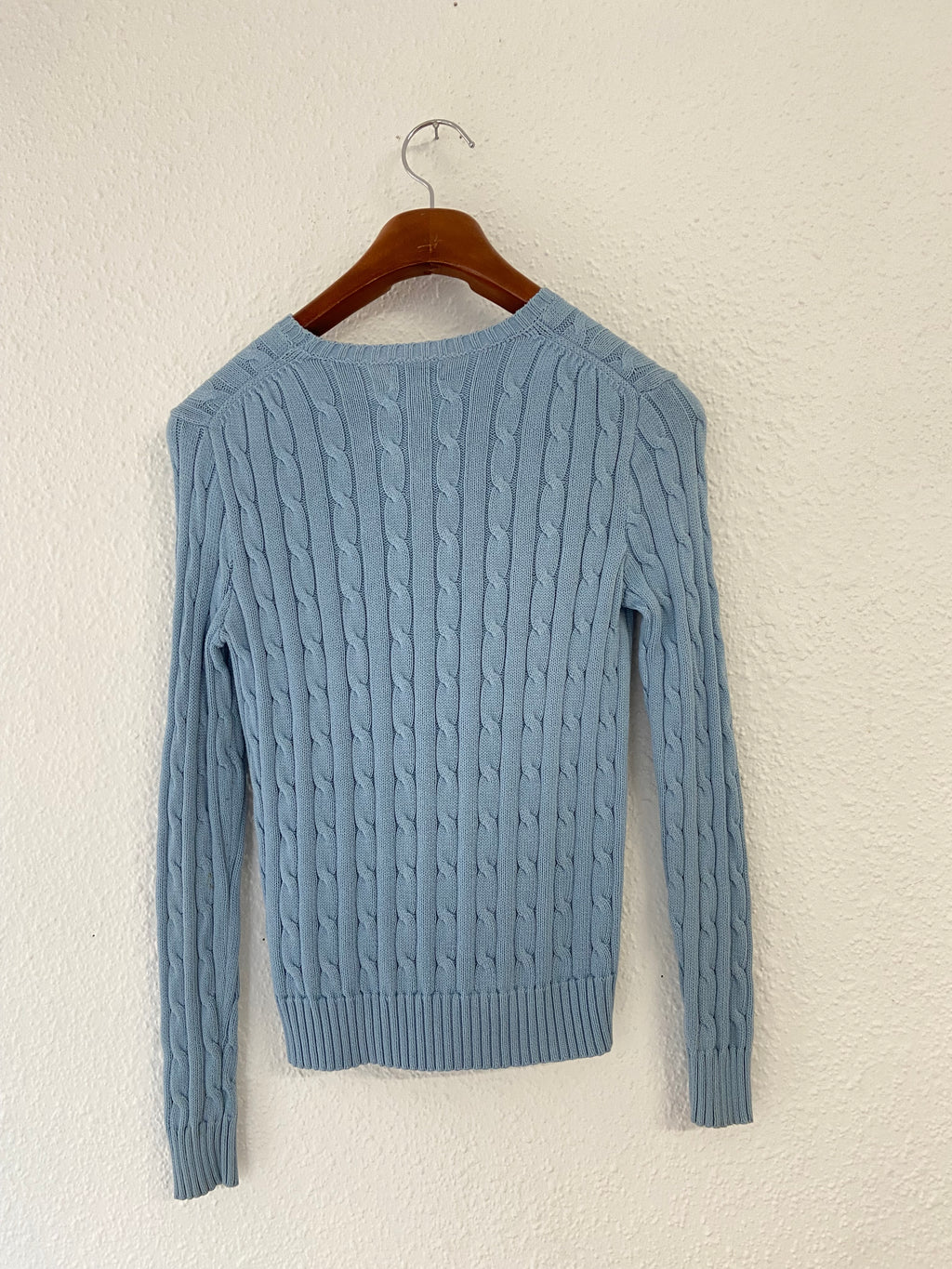Pull bleu ciel torsadé Ralph Lauren taille S