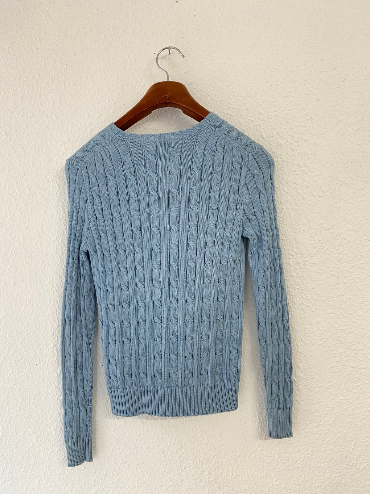 Pull bleu ciel torsadé Ralph Lauren taille S