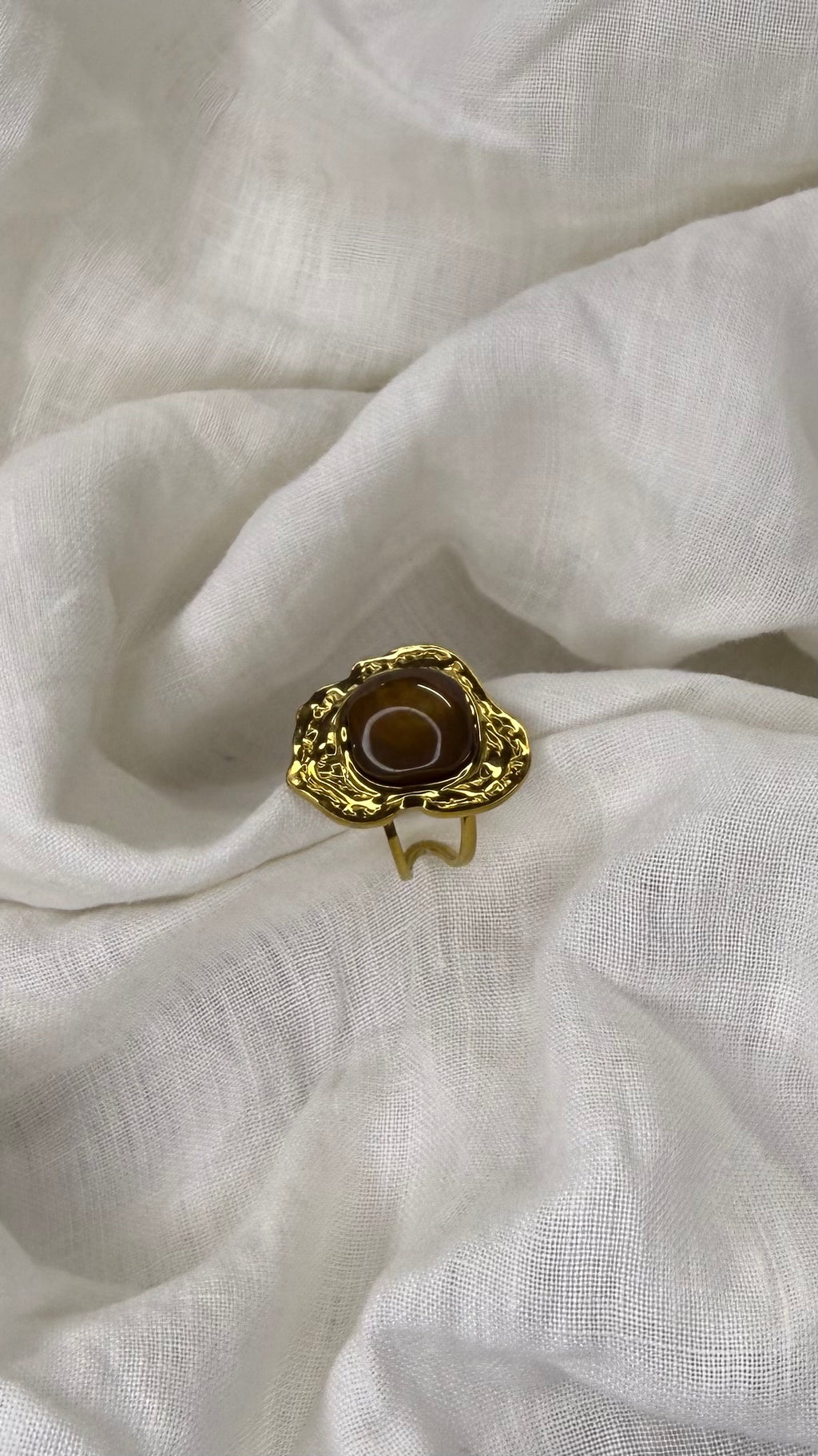Bague fleur marron