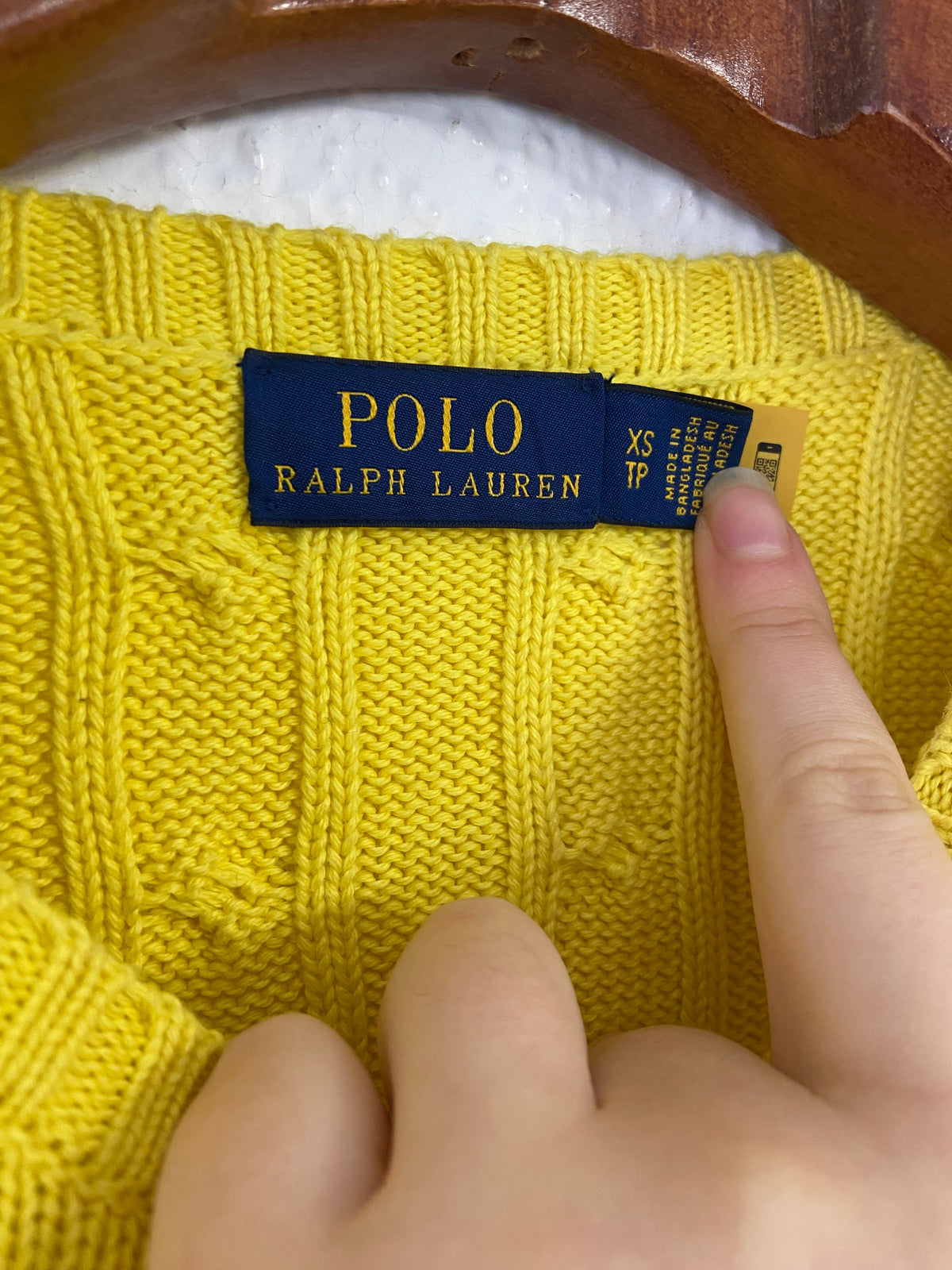 Pull torsadé jaune taille XS Ralph Lauren