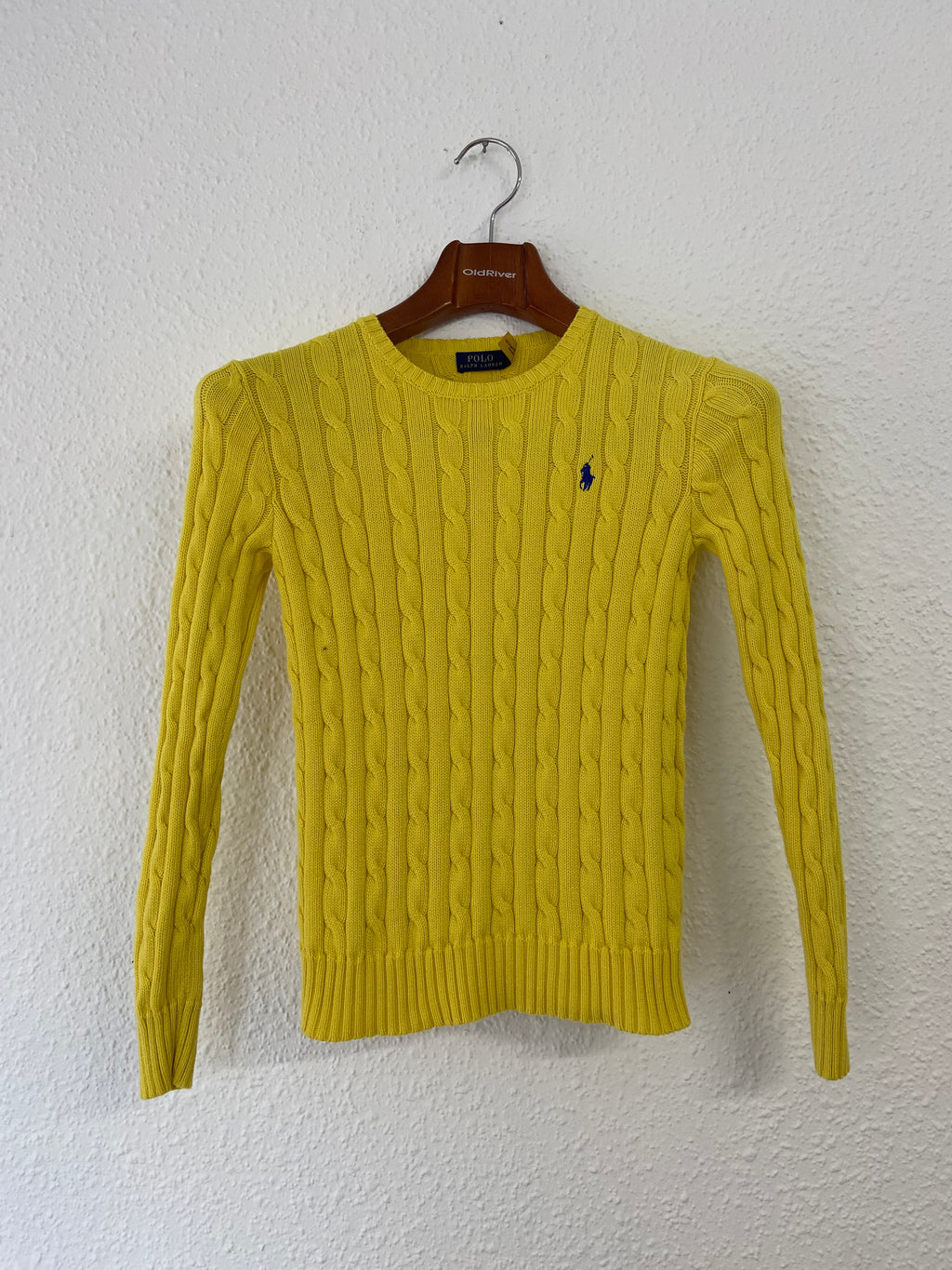 Pull torsadé jaune taille XS Ralph Lauren