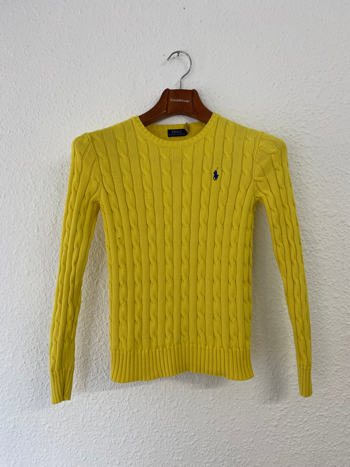 Pull torsadé jaune taille XS Ralph Lauren