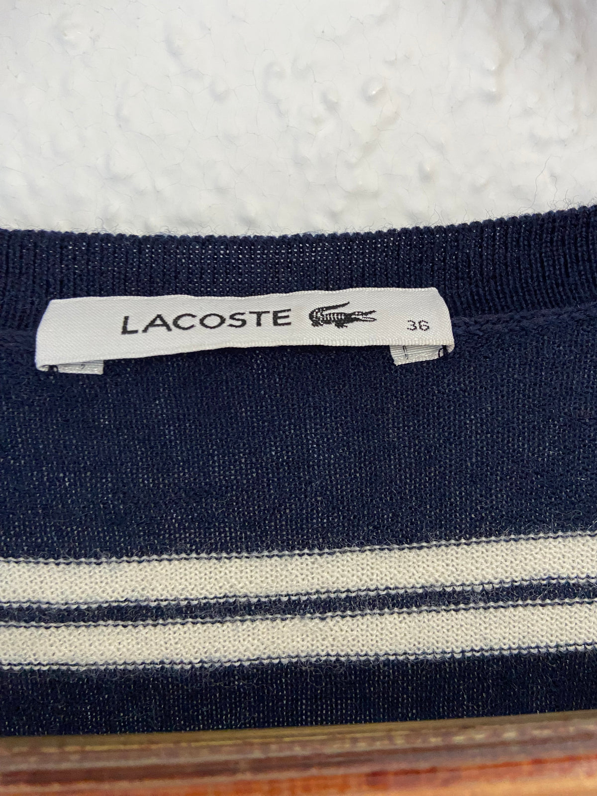 Pull marinière Lacoste taille S bleu marine