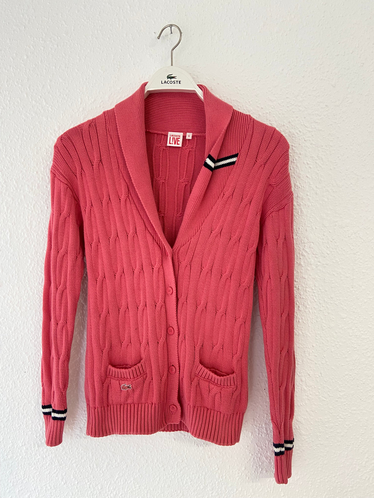 Cardigan torsadé rose Lacoste Live taille S