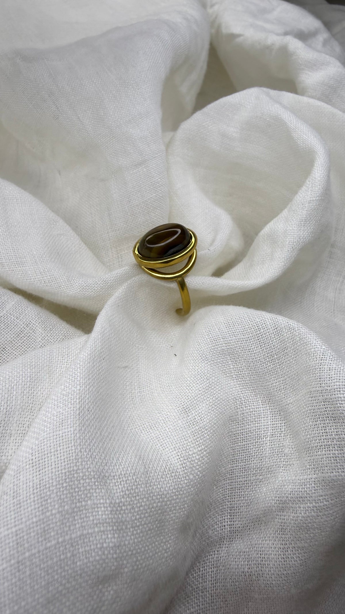 Bague perle marron