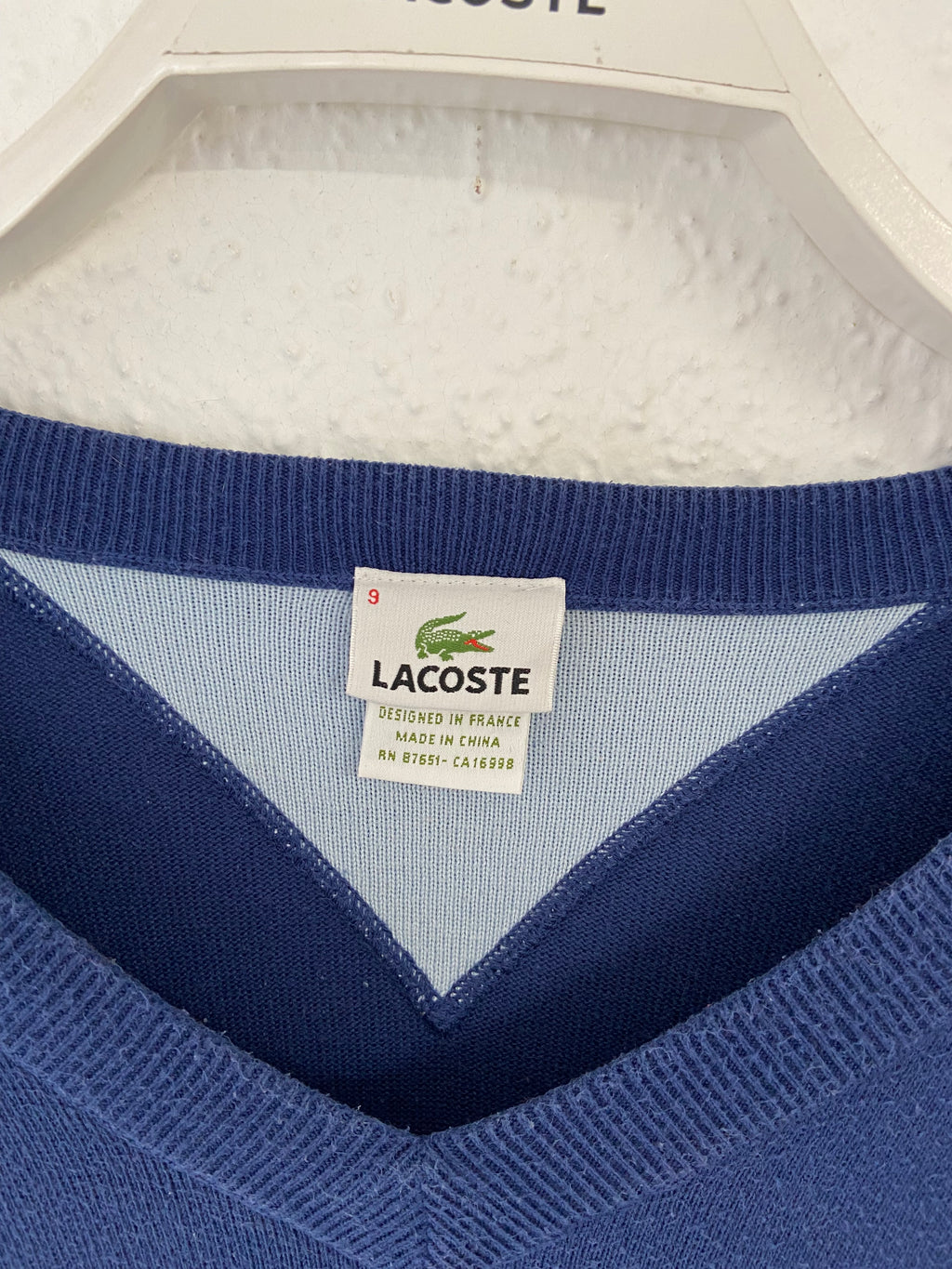 Pull bleu marine Lacoste col V taille 4XL