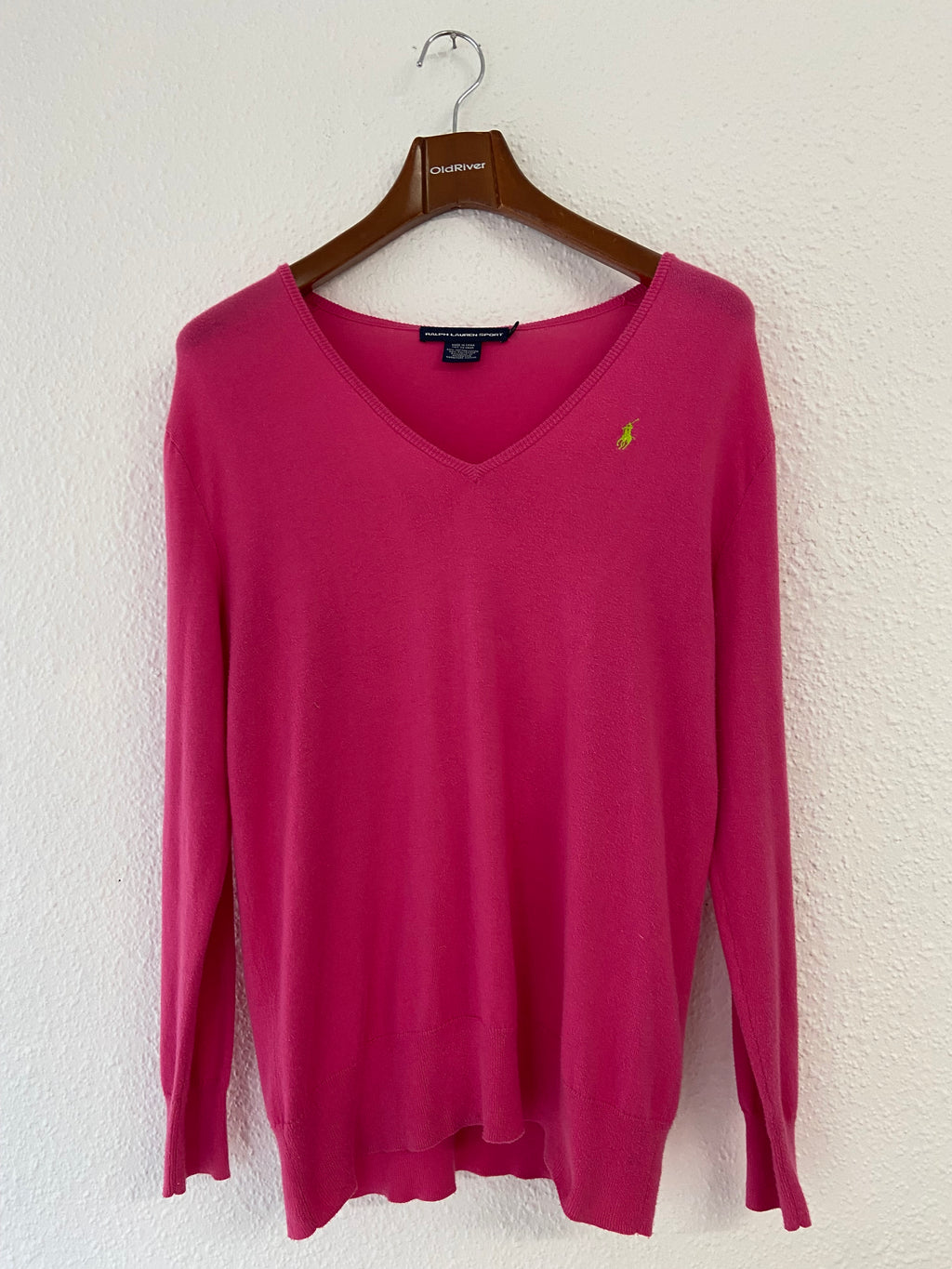 Pull col V rose Ralph Lauren sport taille L