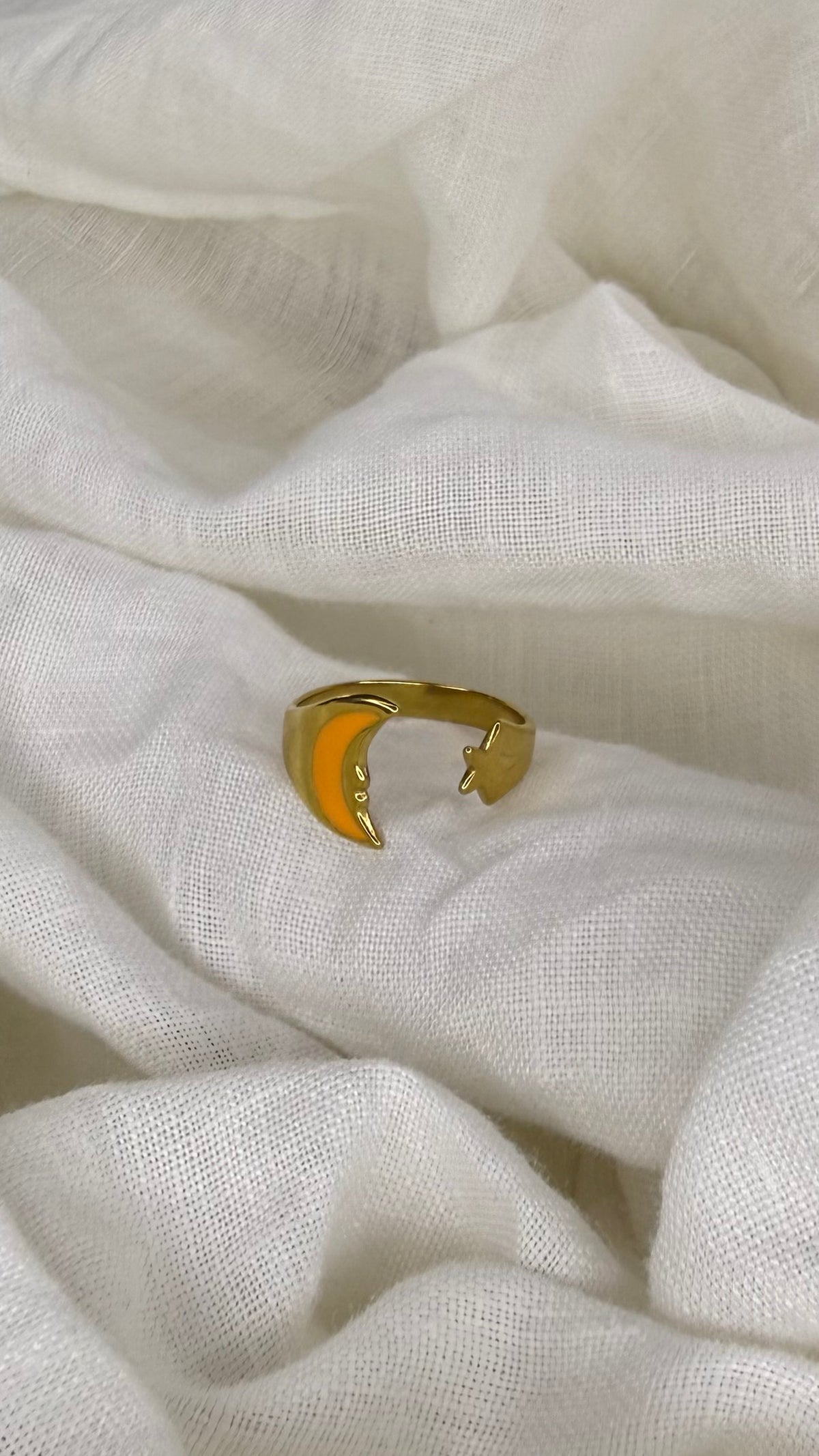 Bague lune étoile orange
