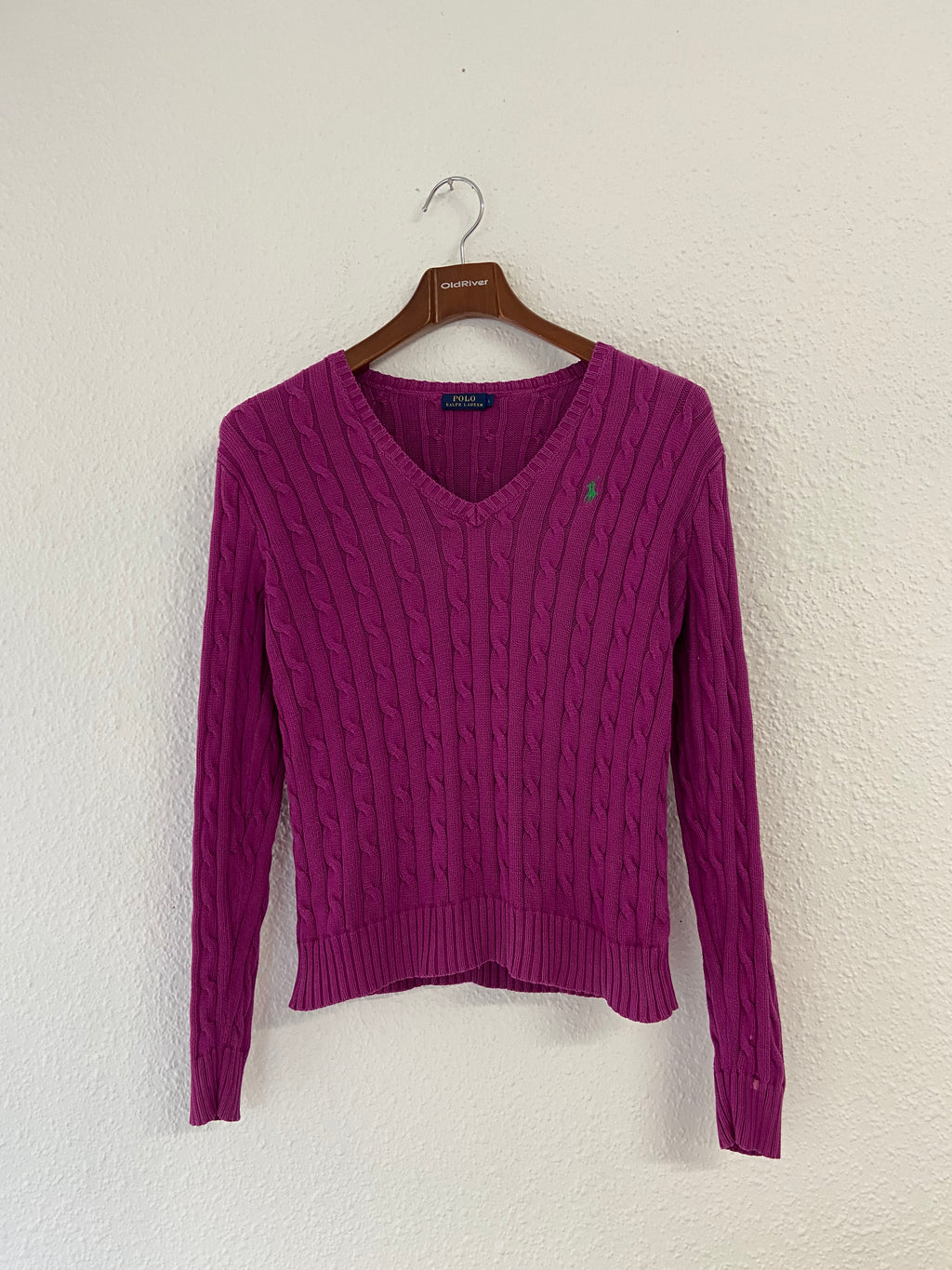 Pull torsadé Ralph Lauren taille L violet