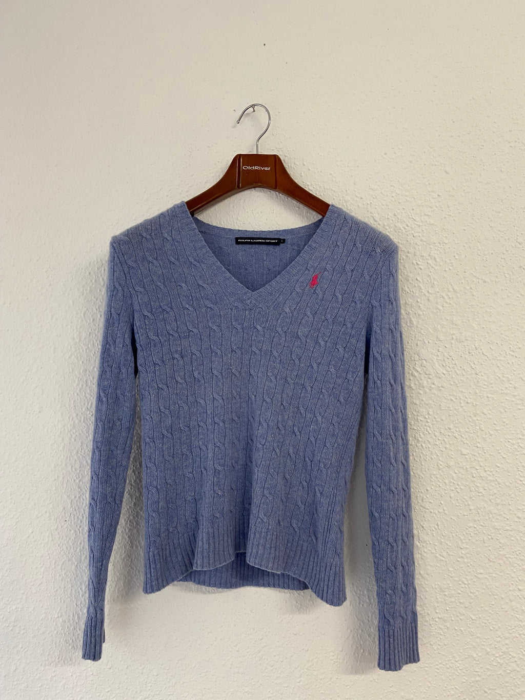 Pull torsadé bleu ciel Ralph Lauren sport taille L