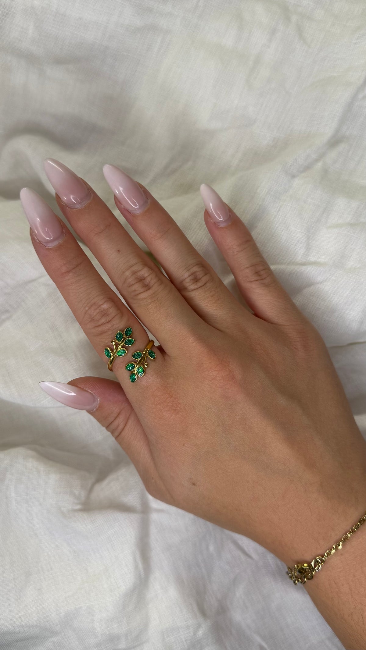 Bague feuillages vertes