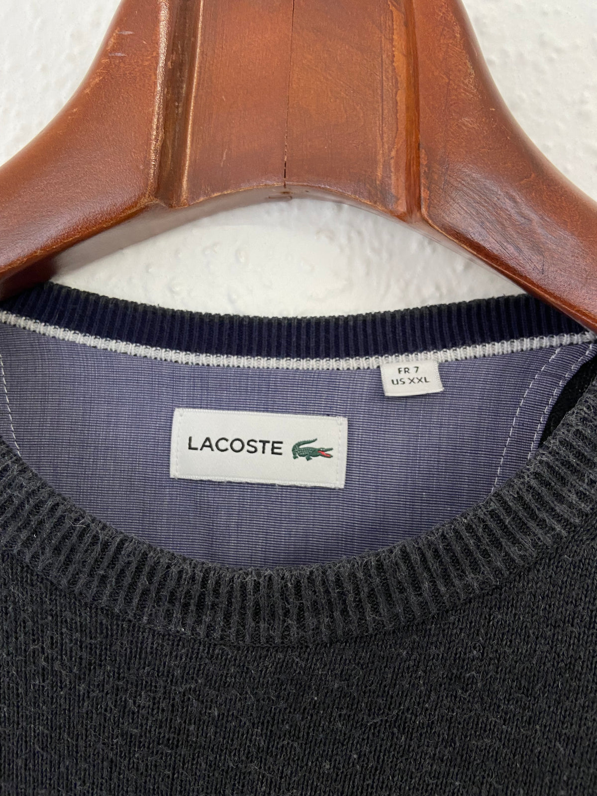 Pull Lacoste noir col rond taille XXL