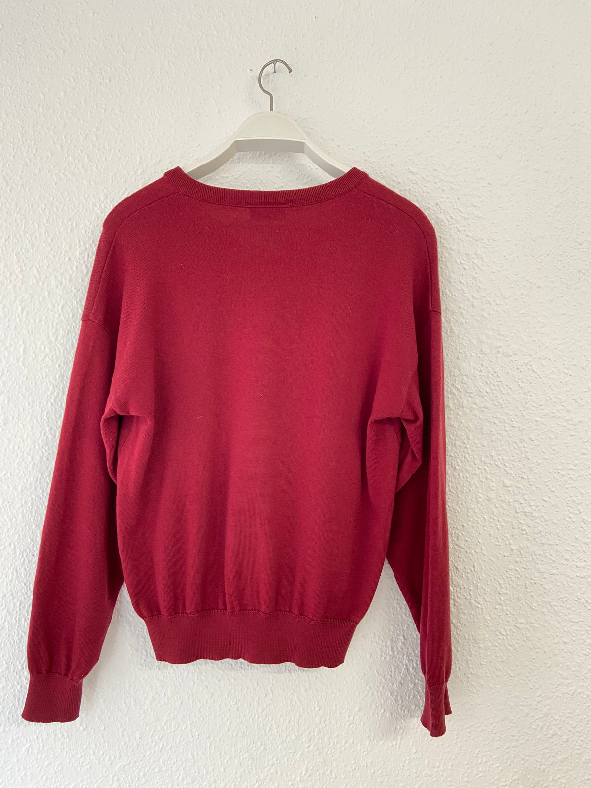Pull Lacoste rouge bordeaux col V taille S