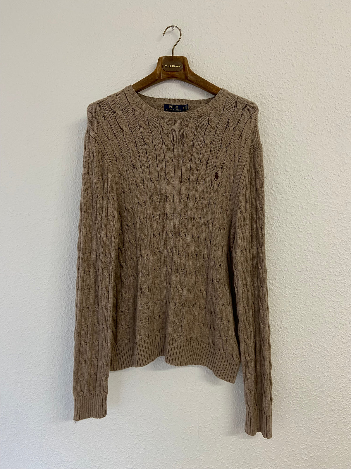 Pull torsadé beige Ralph Lauren taille XL