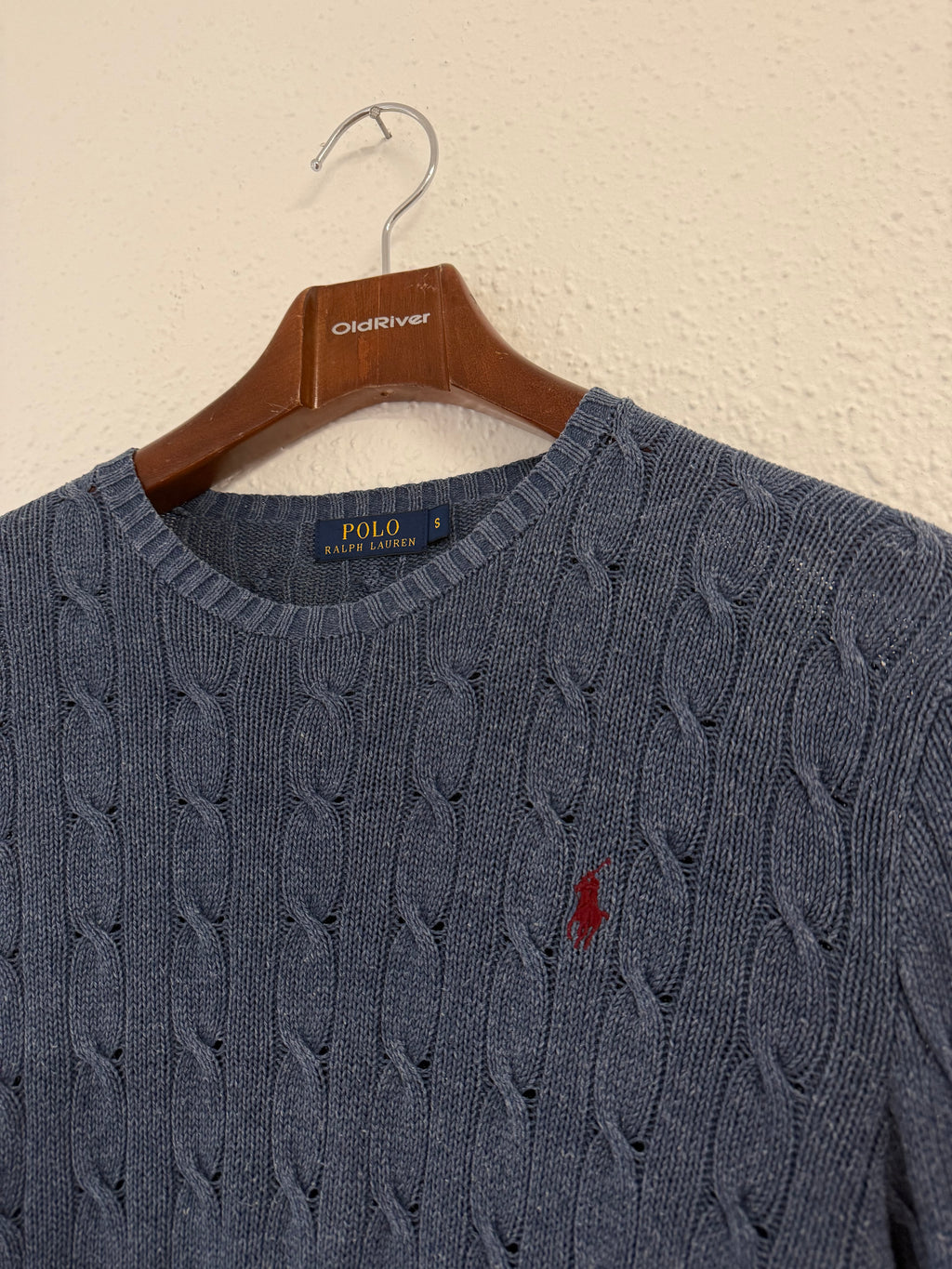 Pull torsadé Bleu-gris Ralph Lauren taille S