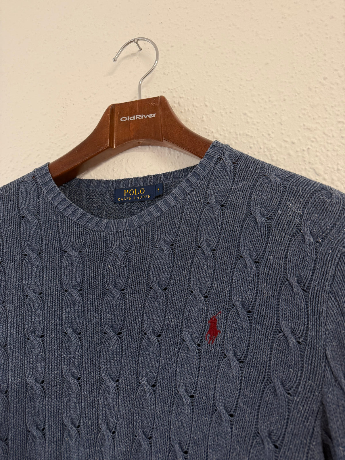 Pull torsadé Bleu-gris Ralph Lauren taille S