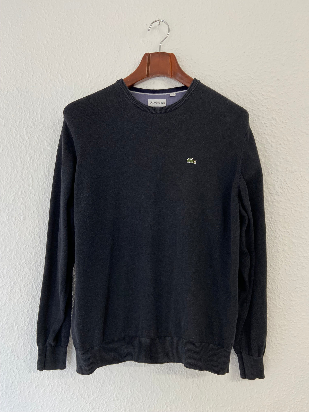 Pull Lacoste noir col rond taille XXL
