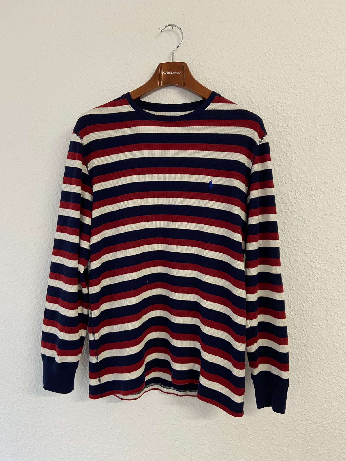Pull Nid d'abeille Ralph Lauren bleu blanc rouge taille XL