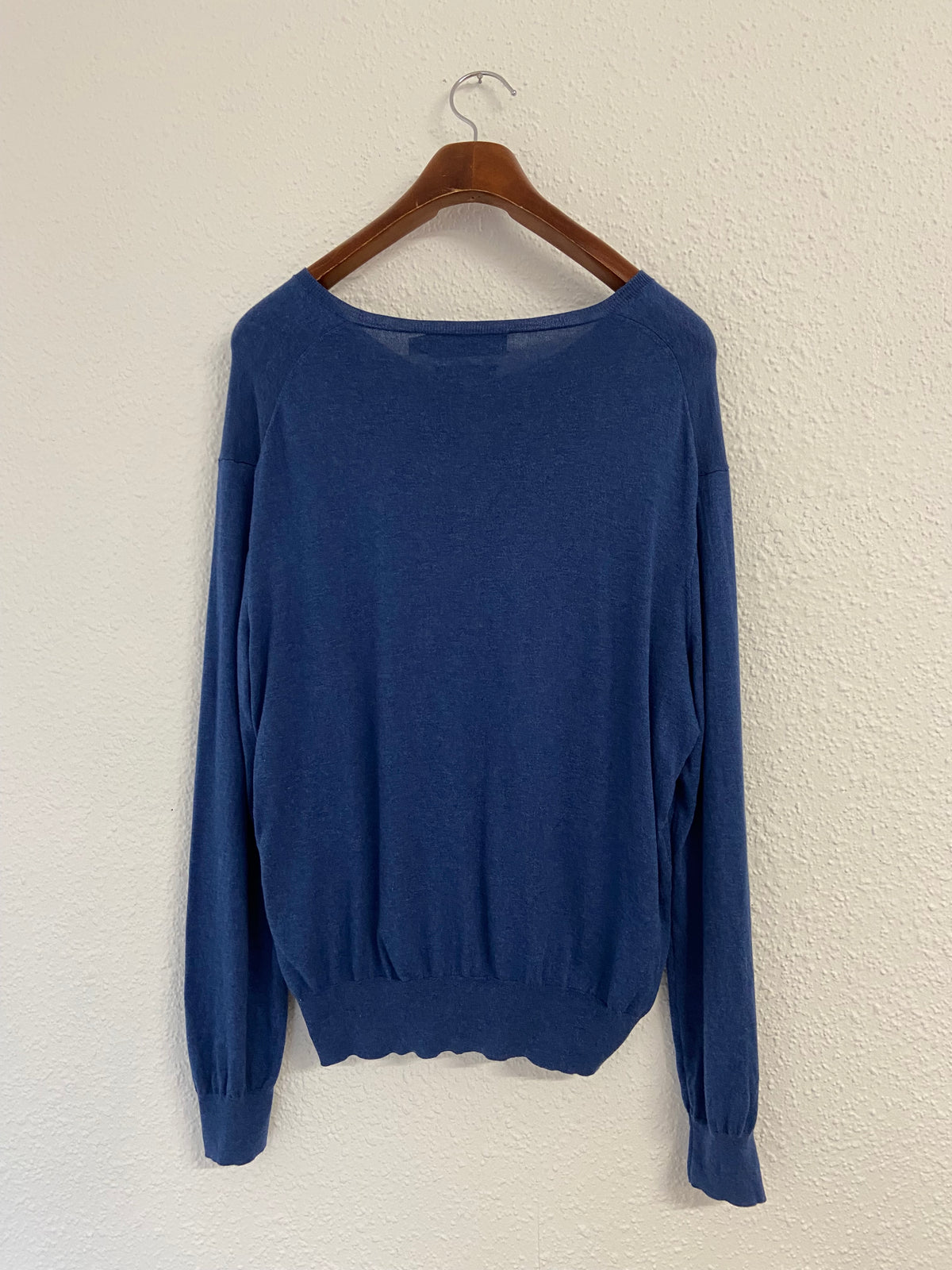 Pull bleu col V Ralph Lauren taille XL